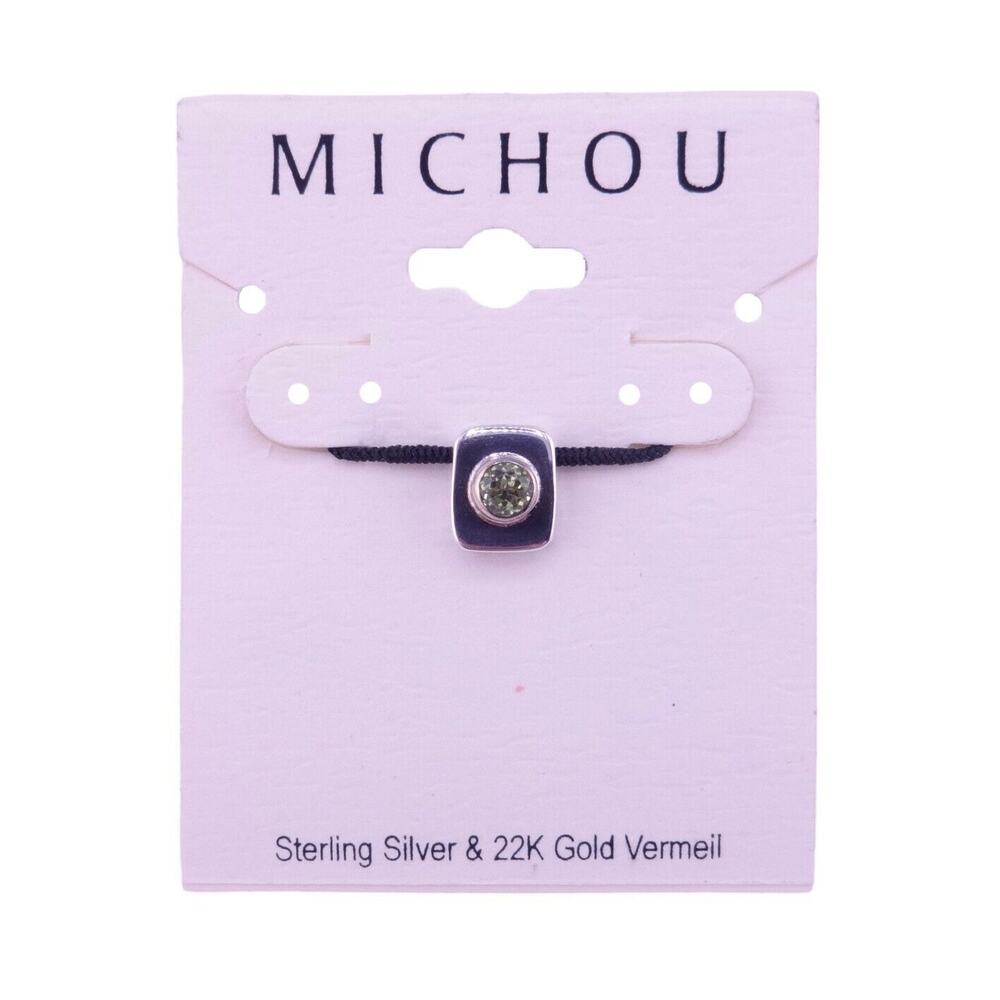 MICHOU Peridot Rectangular Sterling Silver & 22k Gold Accent Pendant 3/8" NEW